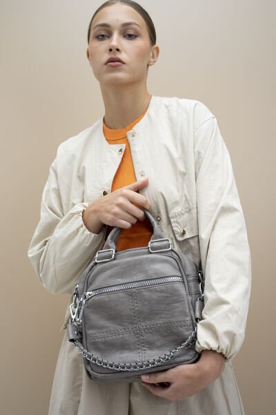 Matthew Cox Gri Hem Sırt Hem Yandan Asmalı Kadın Çanta