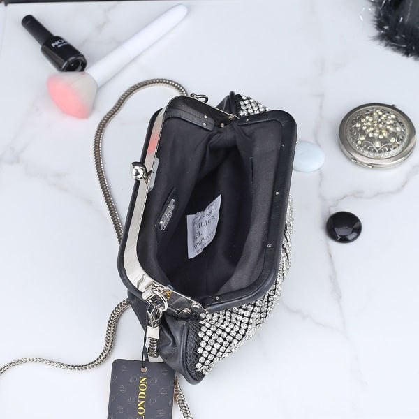 Ççs London Gümüş Zircon Taşlı Abiye Çanta