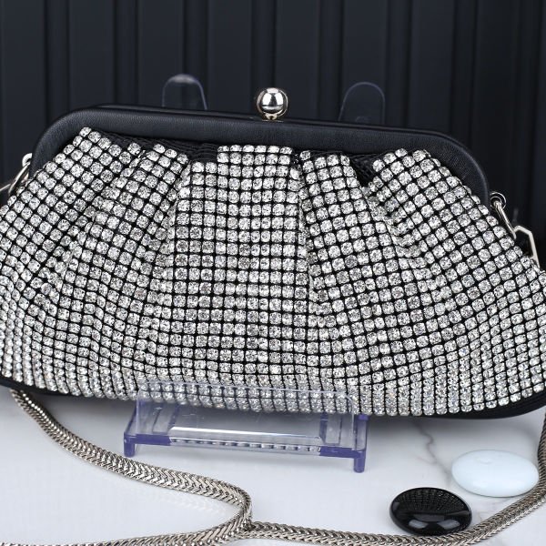 Ççs London Gümüş Zircon Taşlı Abiye Çanta
