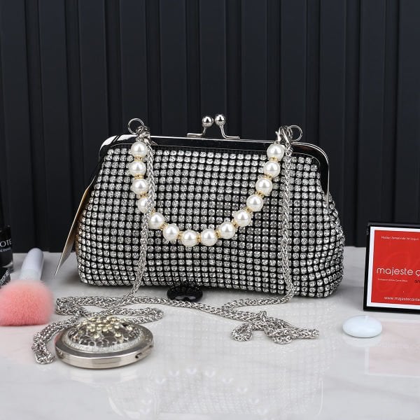 Ççs London Gümüş İncili Taşlı Çanta