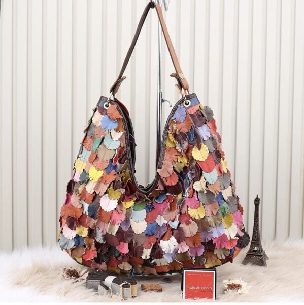 Ççs London Renkli Hakiki Deri Omuz Çantası