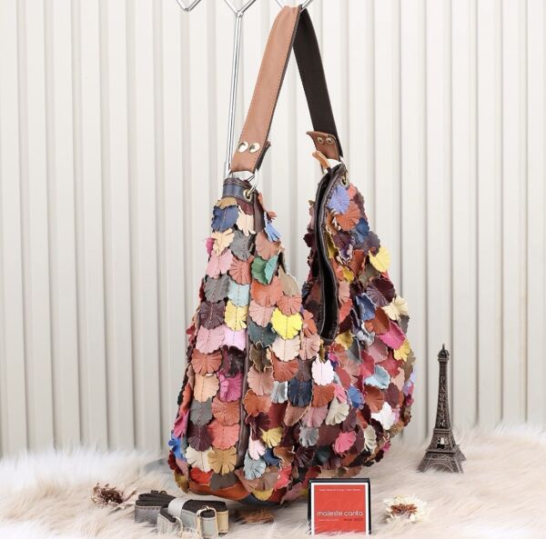 Ççs London Renkli Hakiki Deri Omuz Çantası