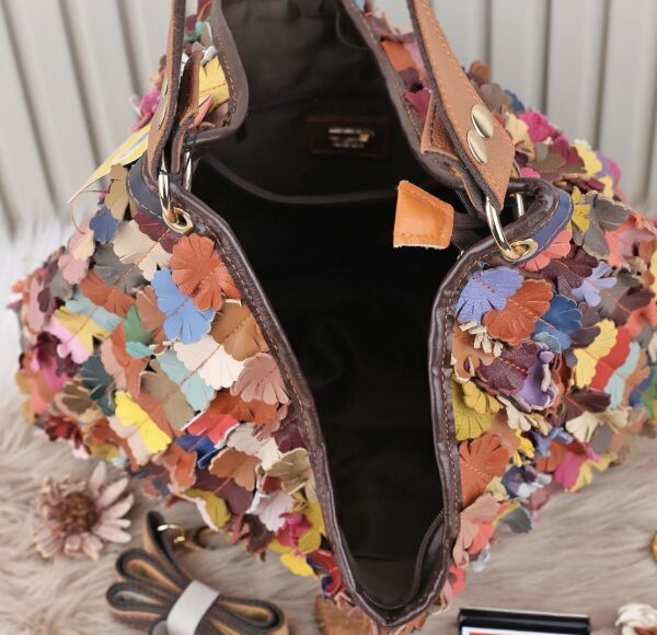 Ççs London Renkli Hakiki Deri Omuz Çantası