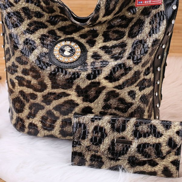Leopar Desenli Çanta&Cüzdan Konbin