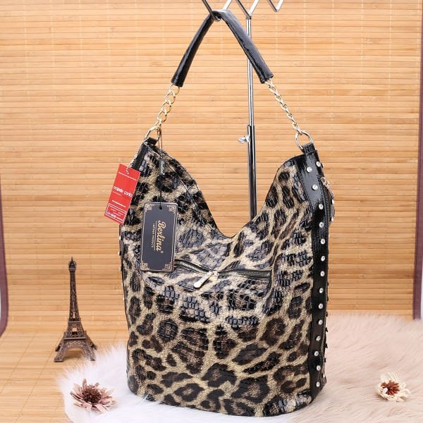 Leopar Desenli Çanta&Cüzdan Konbin