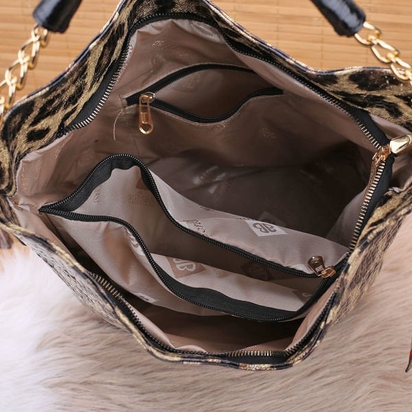 Leopar Desenli Çanta&Cüzdan Konbin