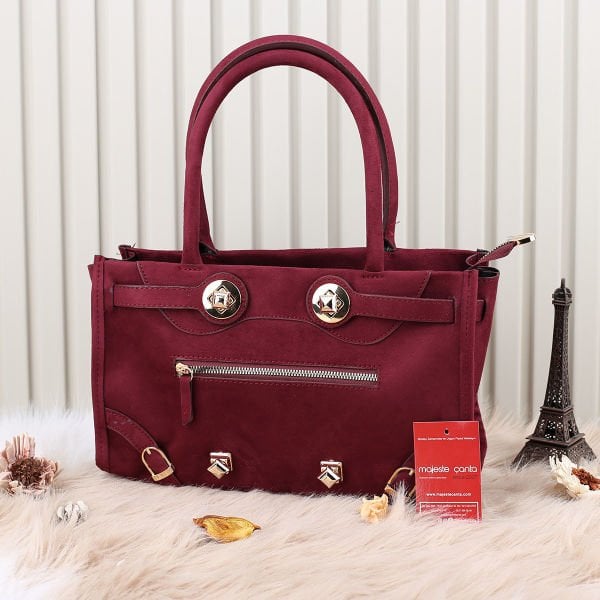 Yeni Sezon Bordo Nubuk Çanta