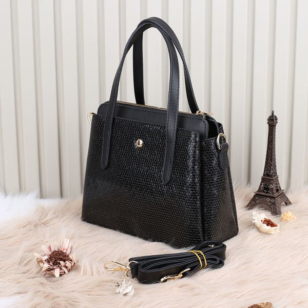 Sanmorris 3 Gözlü Siyah Parlak Kol Çantası