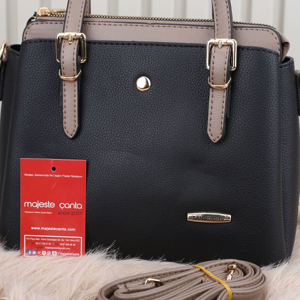 Sanmorris 3 Gözlü Siyah Vizon Kol Çantası