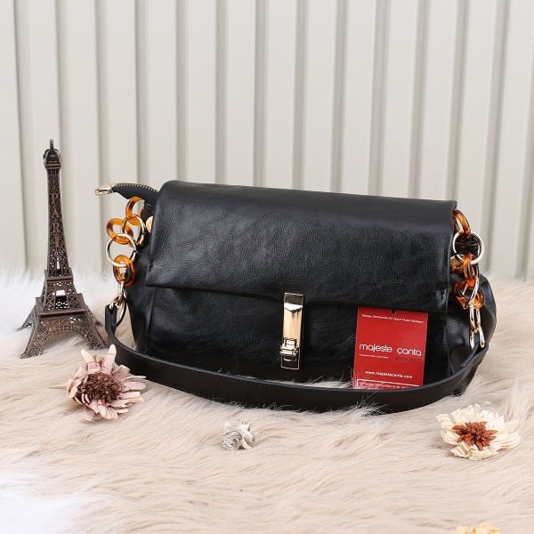 Motto Üç Gözlü Siyah Yandan Asmalı Çanta