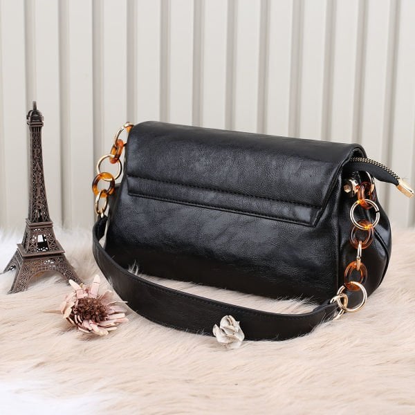 Motto Üç Gözlü Siyah Yandan Asmalı Çanta