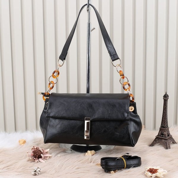 Motto Üç Gözlü Siyah Yandan Asmalı Çanta