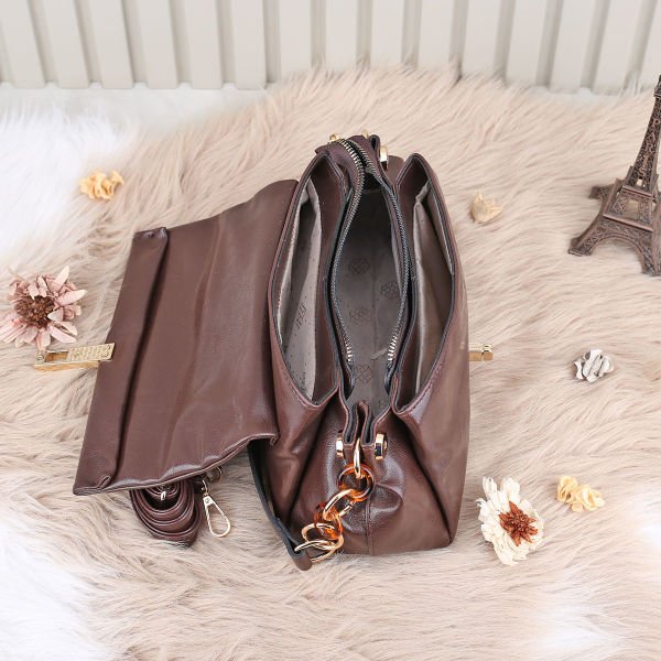 Motto Üç Gözlü Kahverengi Yandan Asmalı Çanta