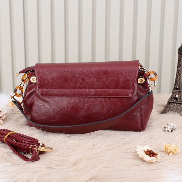 Motto Üç Gözlü Bordo Yandan Asmalı Çanta