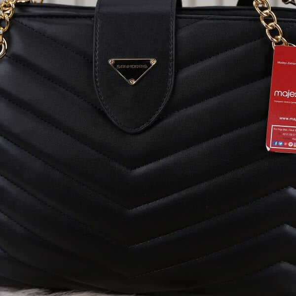 Sanmorris Zincirli Siyah Kadın Omuz Çantası