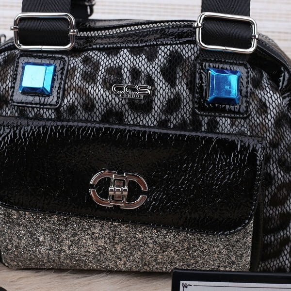 Ççs London Siyah Leopar Desenli Kadın Çanta