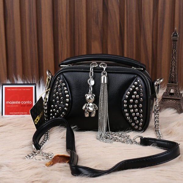 Ççs london Siyah Zımbalı Kadın Çanta