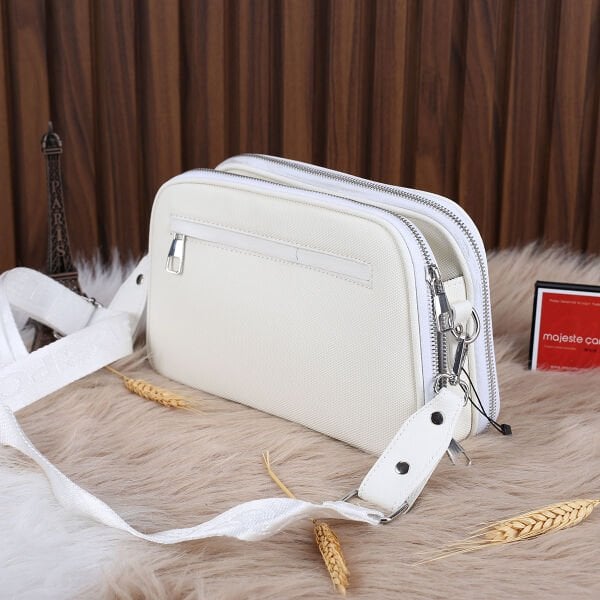 Just Polo 3 Gözlü Beyaz Çapraz Askılı Çanta