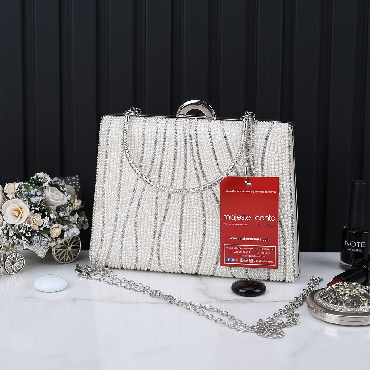 Majeste Yeni Sezon İncili Abiye Çanta