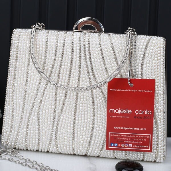 Majeste Yeni Sezon İncili Abiye Çanta