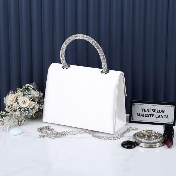 Majeste Yeni Sezon Krem Saten Abiye Çanta