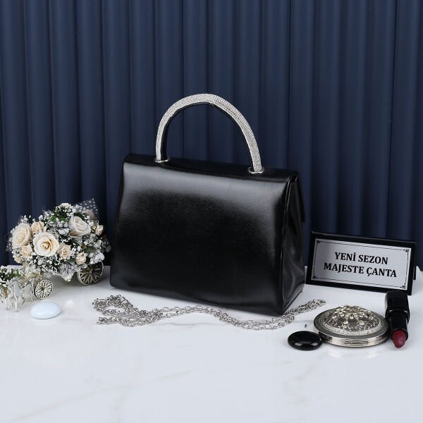 Majeste Yeni Sezon Siyah Taşlı Abiye Çanta