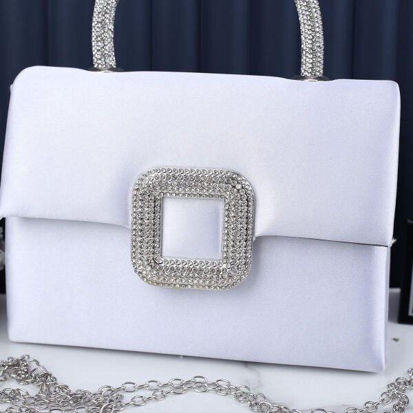 Majeste Yeni Sezon Gümüş Saten Abiye Çanta