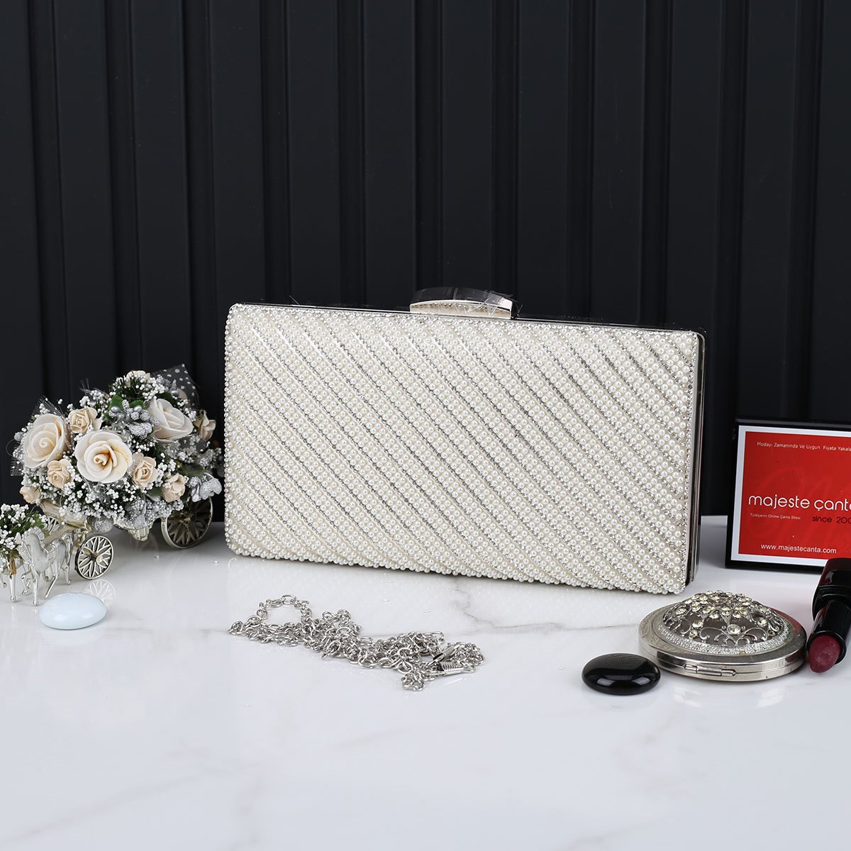 Majeste Yeni Sezon İncili Abiye Çanta