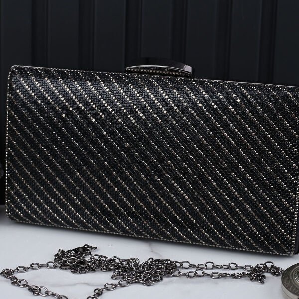 Majeste Yeni Sezon Siyah Taşlı Abiye Çanta