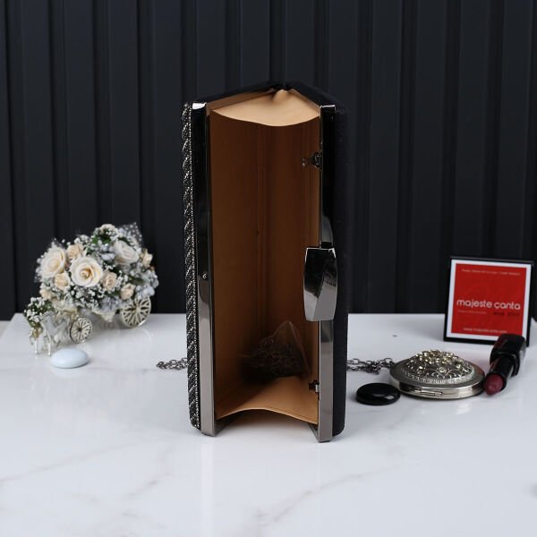 Majeste Yeni Sezon Siyah Taşlı Abiye Çanta