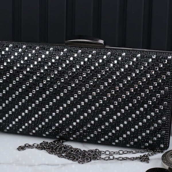 Majeste Yeni Sezon Siyah Taşlı Abiye Çanta