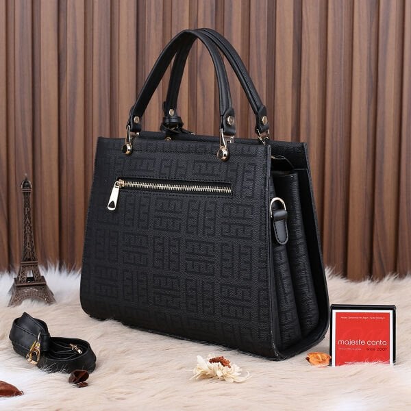 Miami Polo Siyah Desenli  Üç Gözlü Kadın Çanta