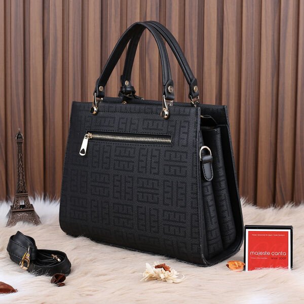 Miami Polo Siyah Desenli  Üç Gözlü Kadın Çanta