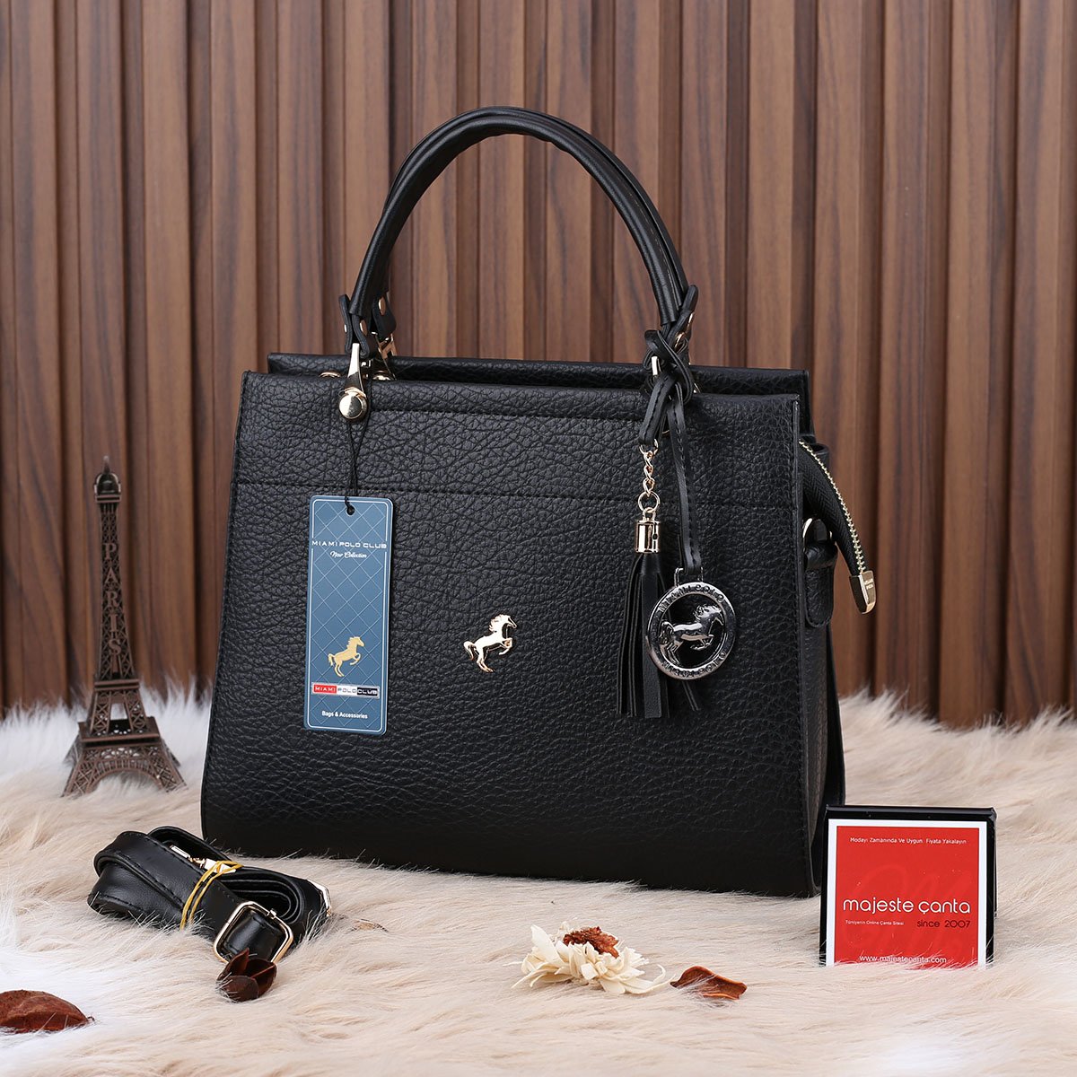 Miami Polo Siyah Üç Gözlü Kadın Çanta