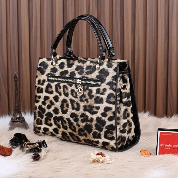Miami Polo Leopar Desenli Üç Gözlü Kadın Çanta