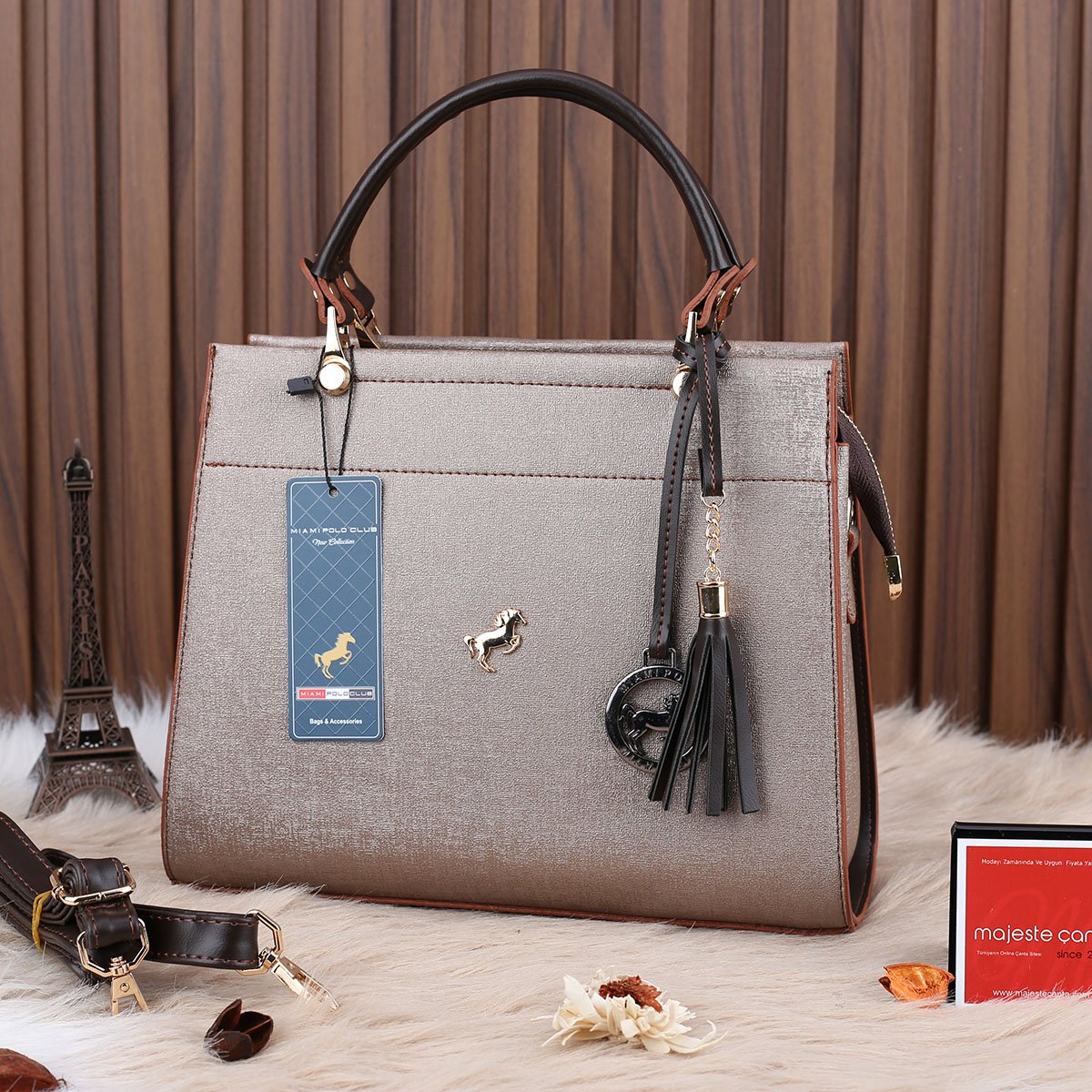 Miami Polo Bronz Üç Gözlü Kadın Çanta