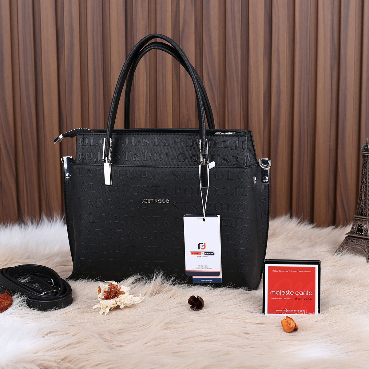 Just Polo Siyah 3 Gözlü Kadın Çanta
