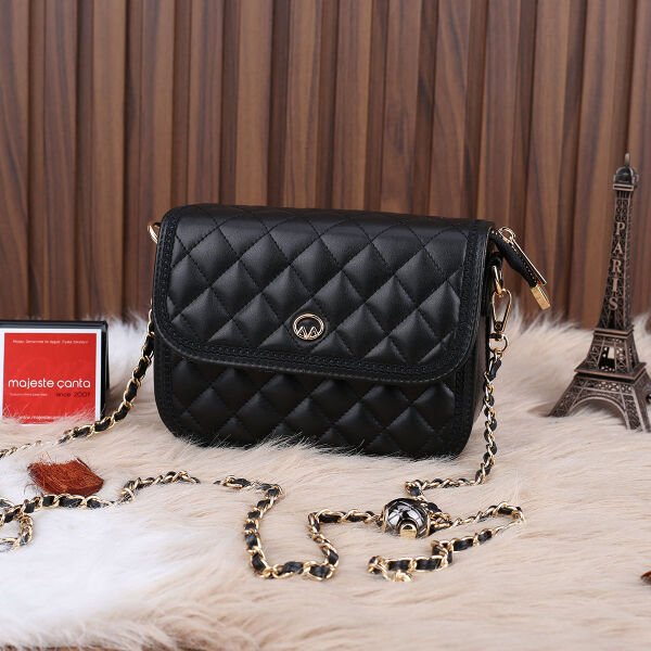 Yeni Sezon Motto Siyah Zincirli Bayan Çanta