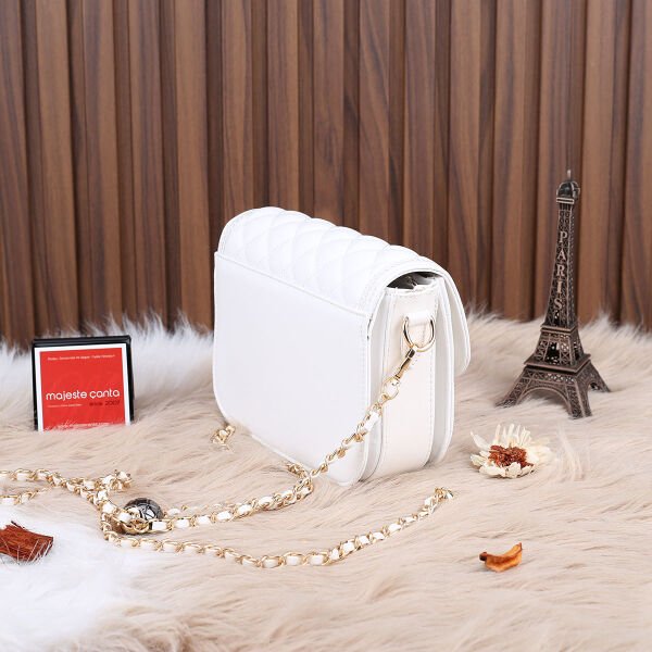 Yeni Sezon Motto Beyaz Zincirli Bayan Çanta