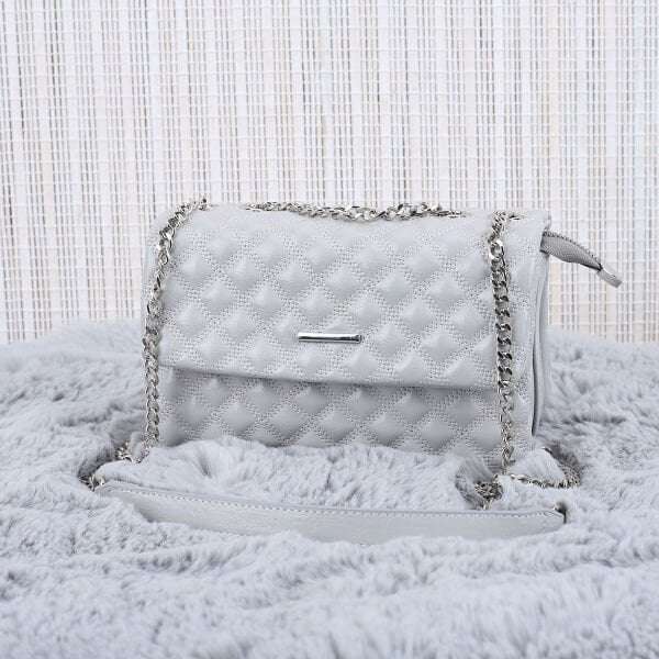 Motto Gri Zincirli Bayan Çanta