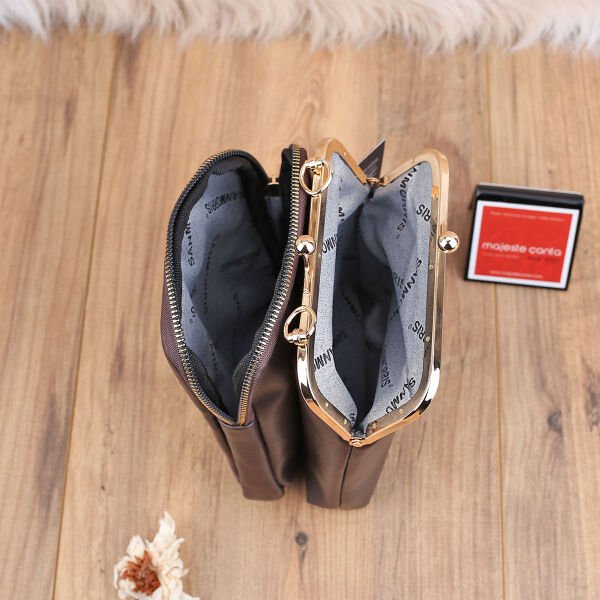 Kahverengi Hem Telefonluk Hem Yandan Asmalı Çanta