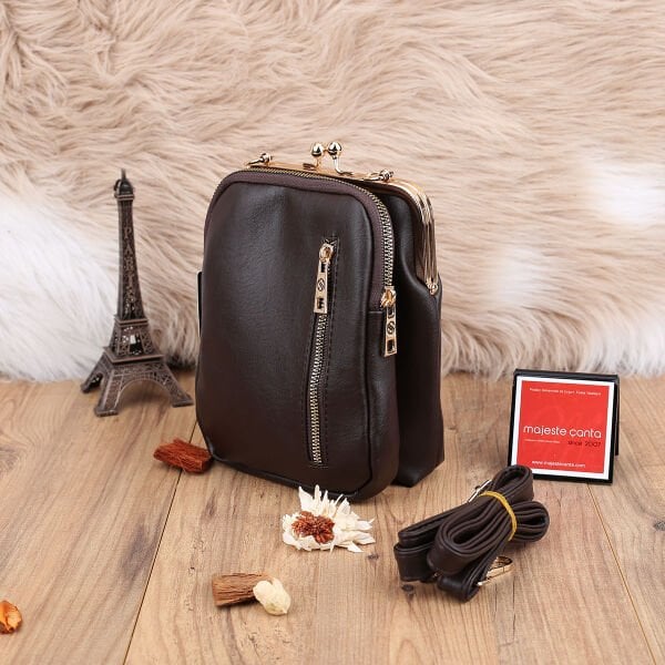 Kahverengi Hem Telefonluk Hem Yandan Asmalı Çanta