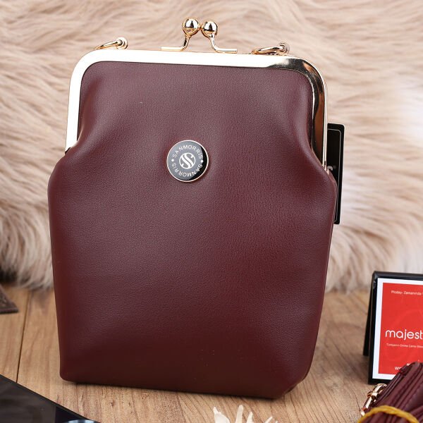 Bordo Hem Telefonluk Hem Yandan Asmalı Çanta