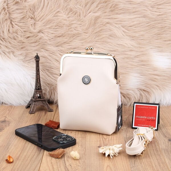 Krem Hem Telefonluk Hem Yandan Asmalı Çanta