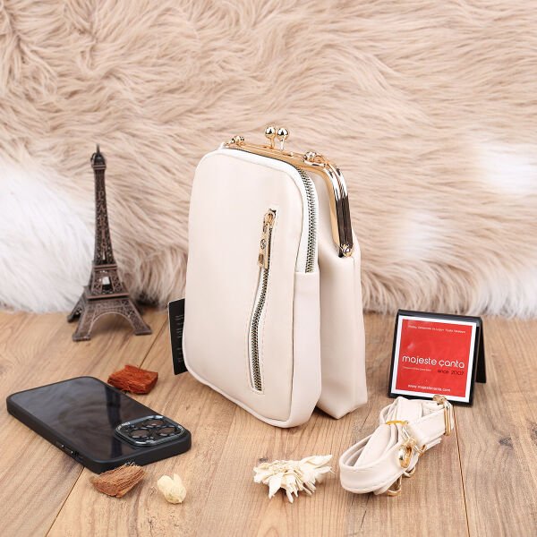 Krem Hem Telefonluk Hem Yandan Asmalı Çanta