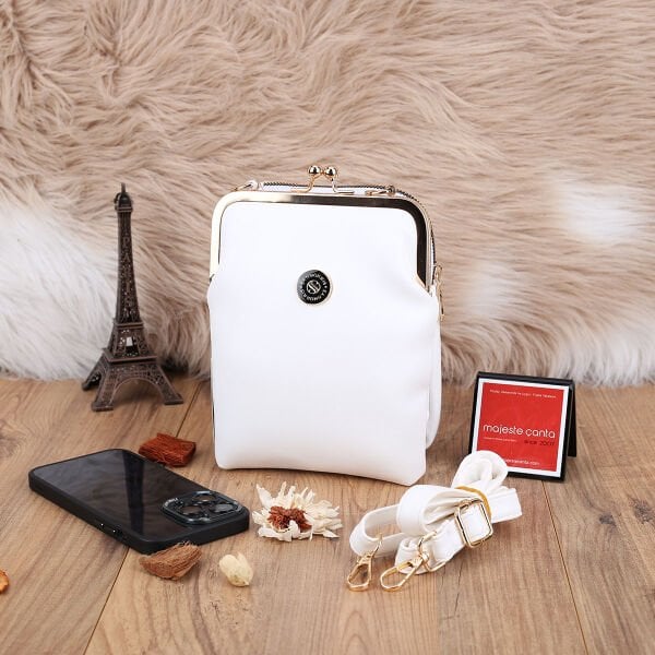 Beyaz Hem Telefonluk Hem Yandan Asmalı Çanta