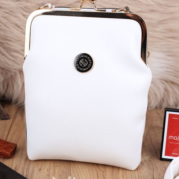 Beyaz Hem Telefonluk Hem Yandan Asmalı Çanta