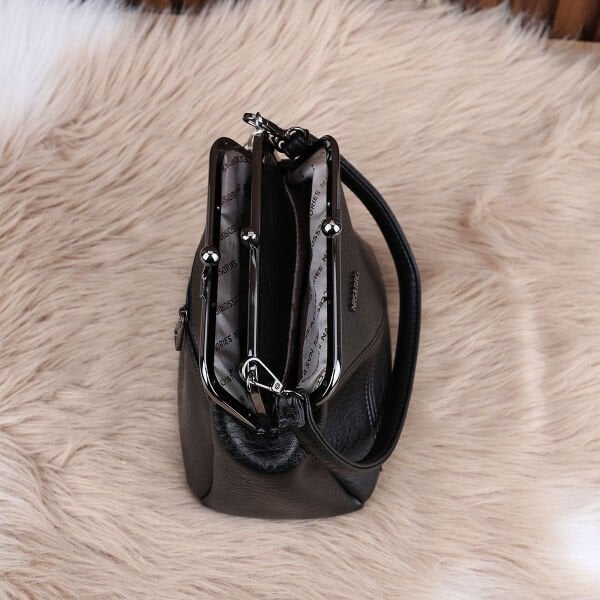 Siyah Burslu Çift Gözlü Kadın Çanta