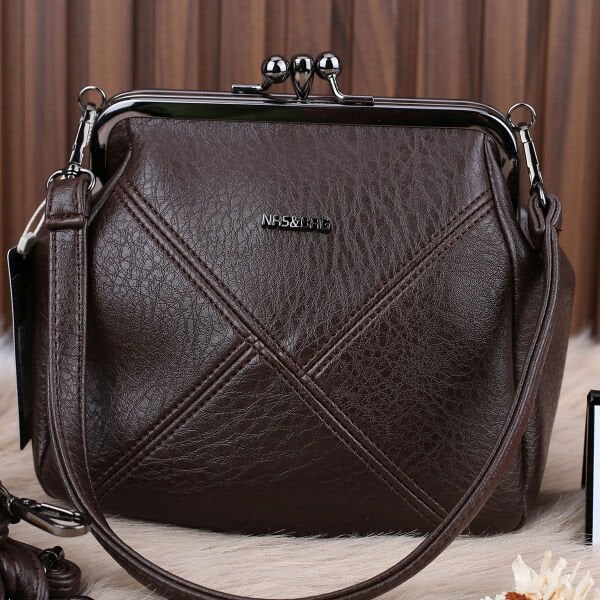 Kahverengi Burslu Çift Gözlü Kadın Çanta