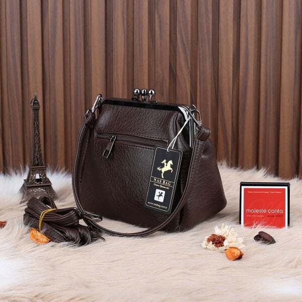 Kahverengi Burslu Çift Gözlü Kadın Çanta